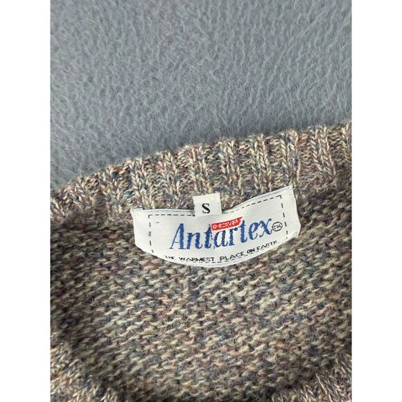 Antartex Sweater Men's S Gray Argyle Diamond Wool Jumper Fisherman Vintage - Picture 5 of 12